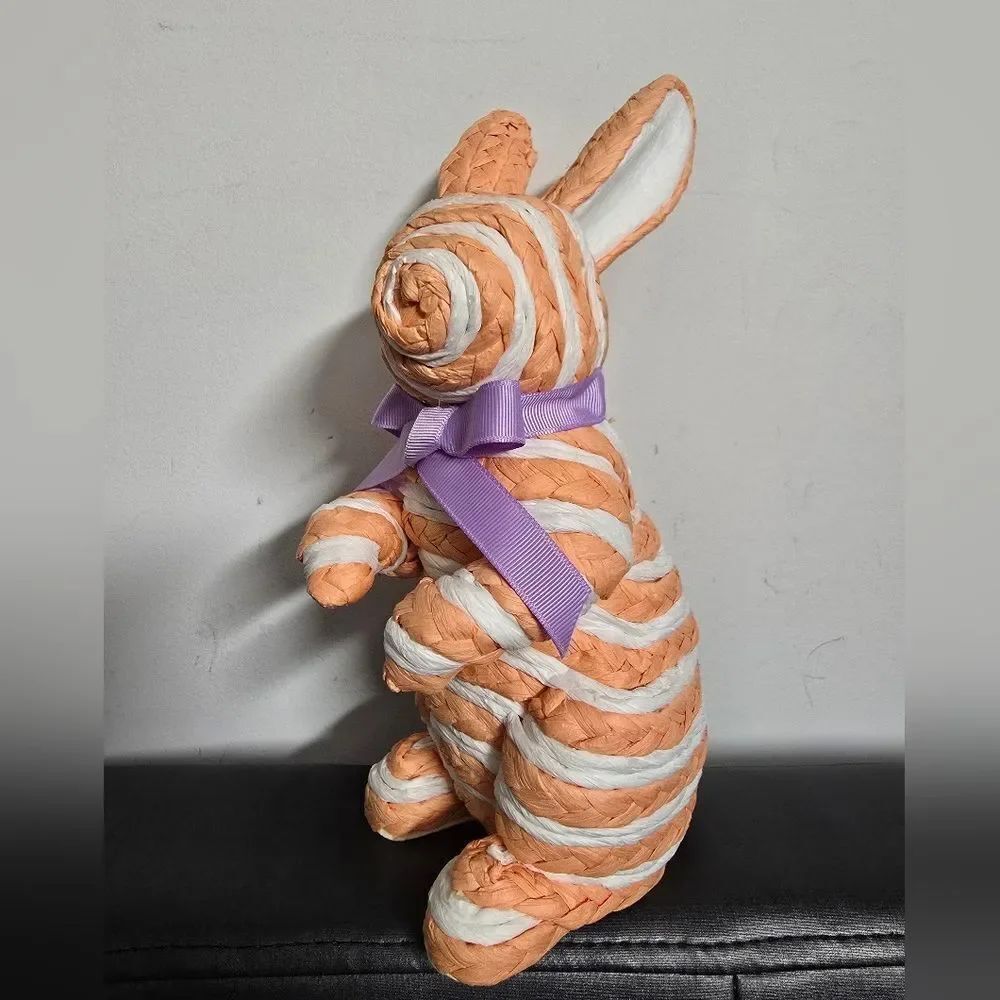 Threshold Standing 11" Easter Bunny Wicker Woven Rattan Striped Figurine